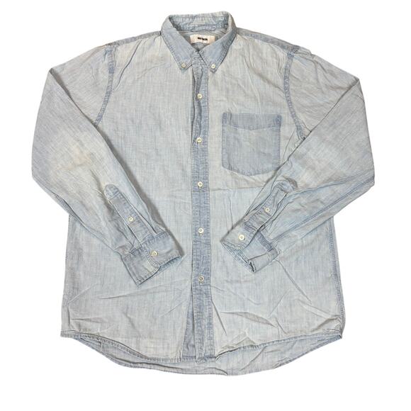 Buck Mason One Pocket Chambray Denim Button Down Shirt Men's Large - Picture 1 of 11